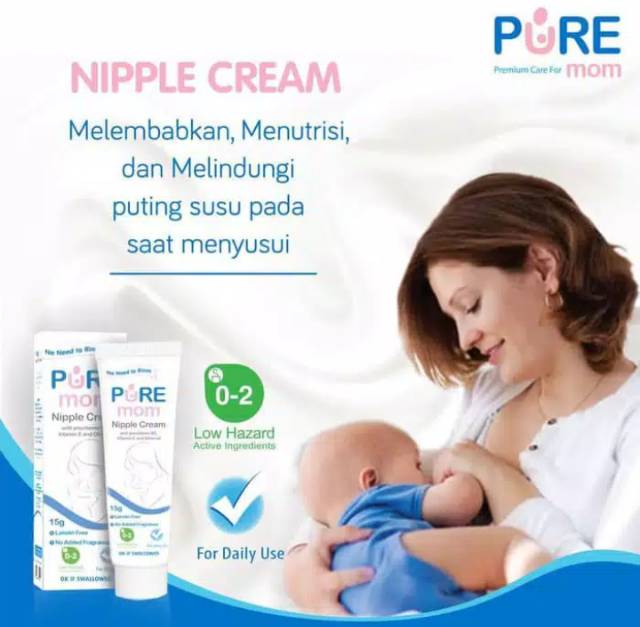 Pure Mom Nipple Cream 15 gr / Pure Baby Nipple Cream / krim puting susu ibu saat menyusui