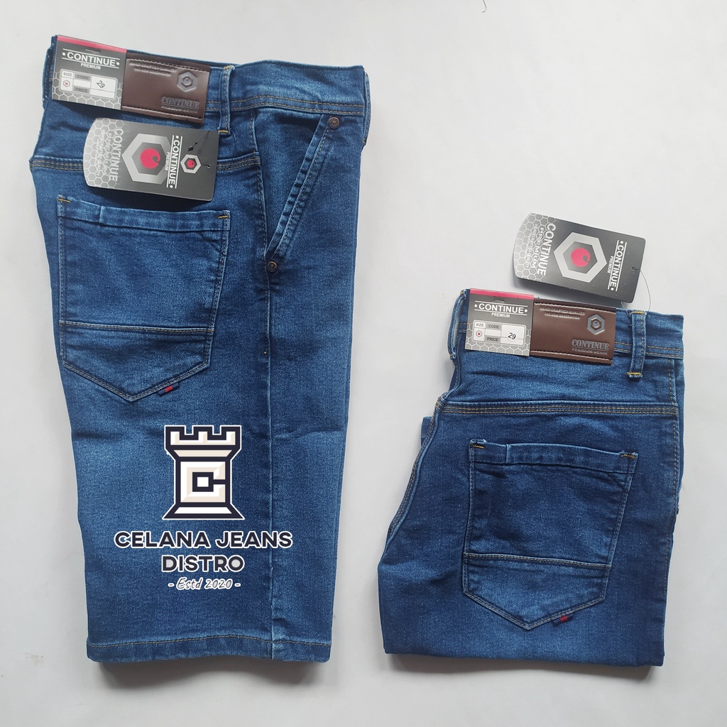 Celana Jeans Pendek Biru Pria Distro Continue