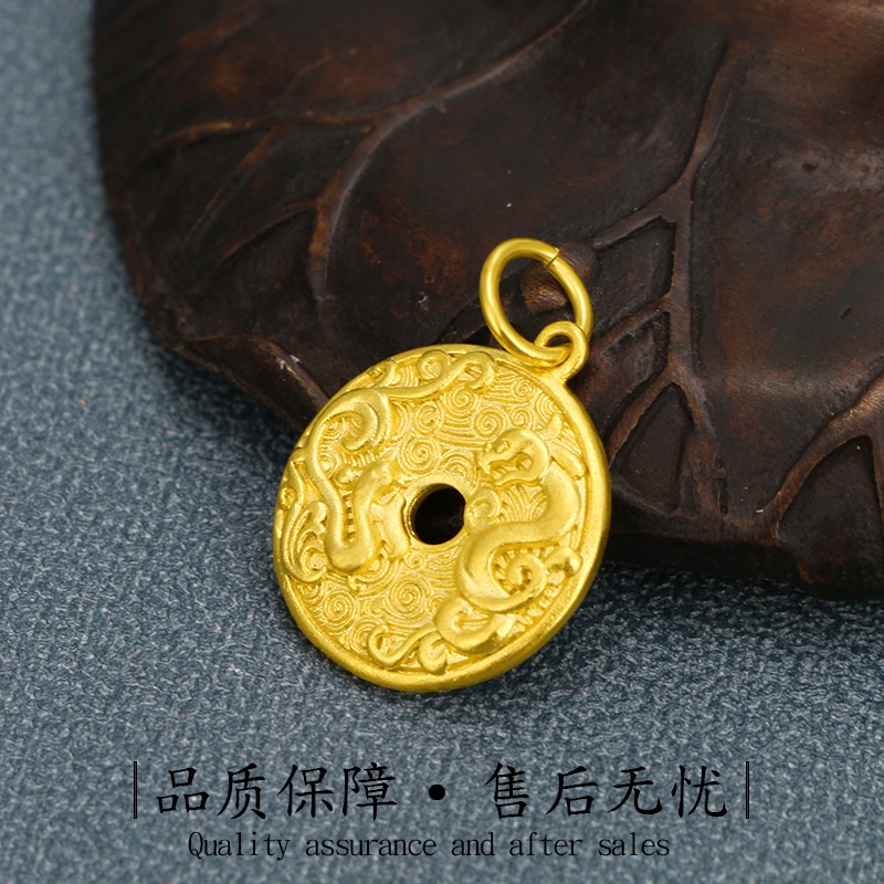 Kalung Liontin 3D Gold plated Emas Asli Kadar 375 Desain Naga Phoenix Chengxiang Untuk Pria Dan Wanita