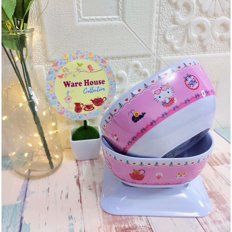 PIRING KECIL/PIRING BESAR/MANGKOK/PIRING MUKA HELLO KITTY SUMMER MARINE-Mangkok Kotak 5,5