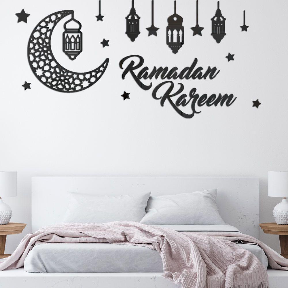 Solighter Stiker Dinding Dekorasi Rumah Ruang Tamu Self-adhesive Arylic Removable Ramadan Decors Eid Mubarak