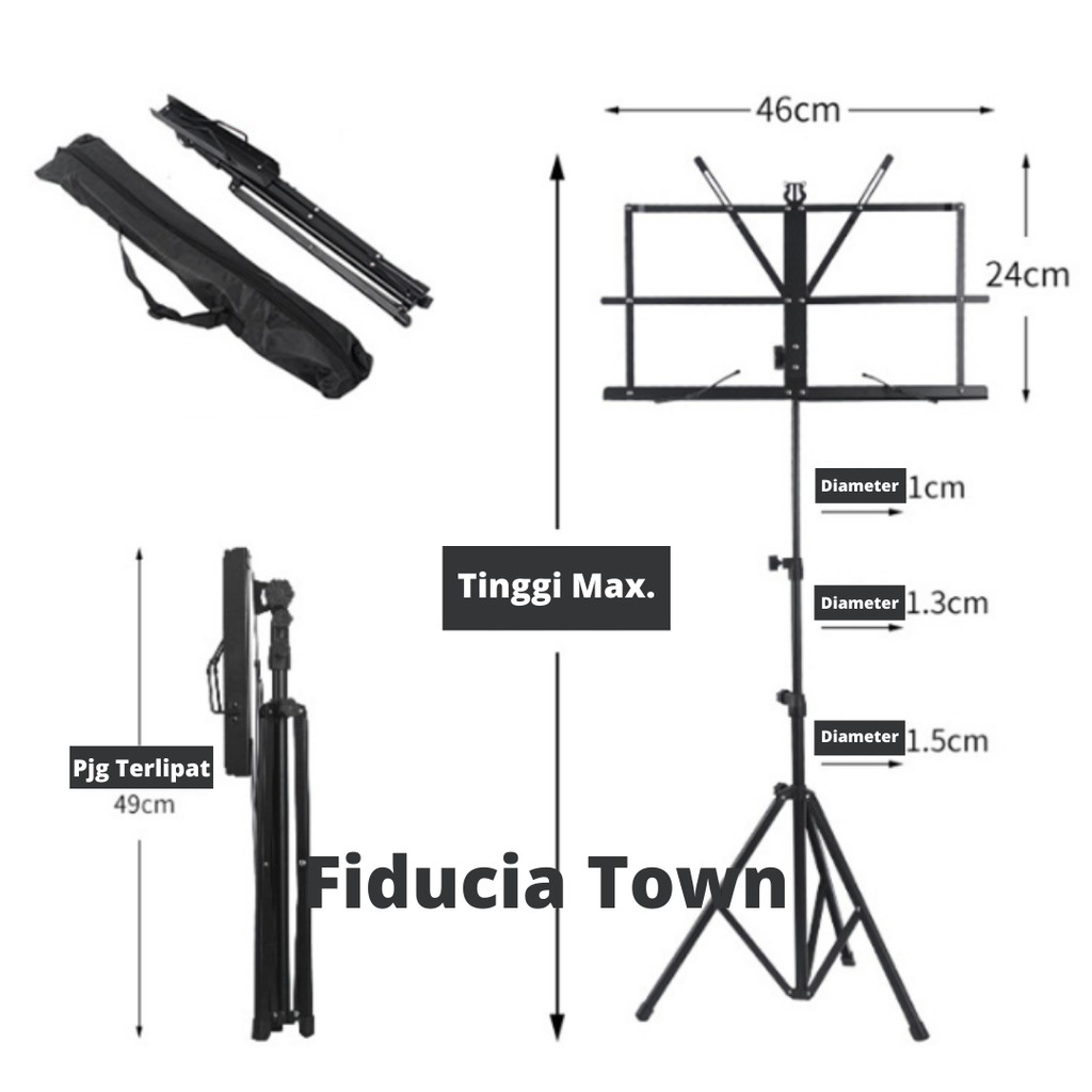 Stand Music Lipat RINGAN 135 CM Partitur BONUS Softcase | Sten Book Buku Dirijen Praktis Musik