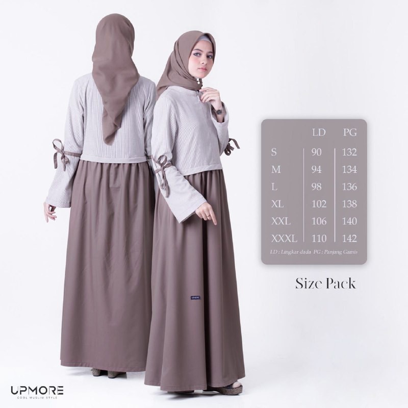 Gamis Katun Original UPMORE SHAFA Stripe Brown