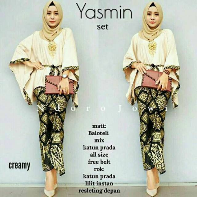 MURAH  KEBAYA BATIK PARTY SET KEBAYA BATWING YASMIN SET PRADA BATIK PEKALONGAN MODERN MURAH