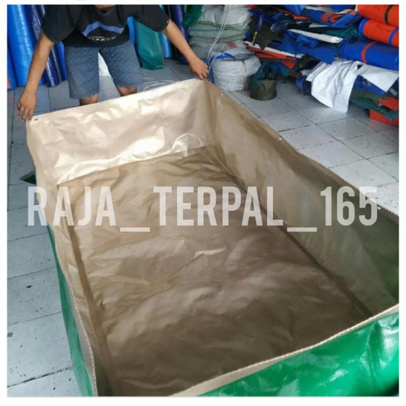 kolam terpal kotak 2x1x0,50 tipe A20 super UV +drat pembuangan air