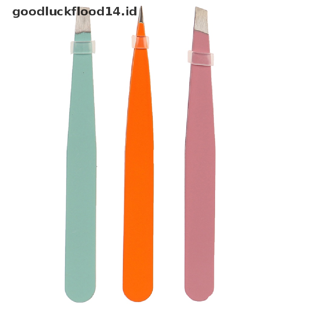 [OOID] 4Pcs/bag Eyebrow Tweezers Stainless Steel Point Slant Flat Tip Removal Makeup ID