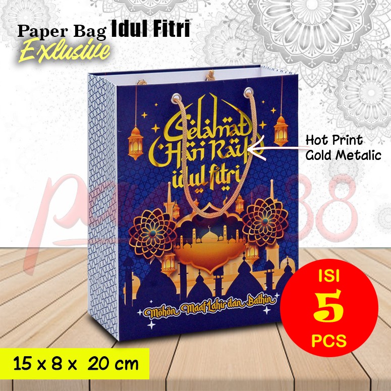 

Paper Bag Idul Fitri - Paper Bag Lebaran | 15x8x20 cm - PL-2 -( 5 Pcs )