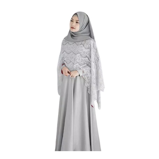 GAMIS BRUKAT GAMIS BISMILLAH CAPE BROKAT MAXI DRESS MUSLIM