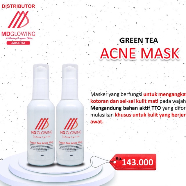 Masker Grentea / Green tea acne mask By MD Glowing Original Md Clinic