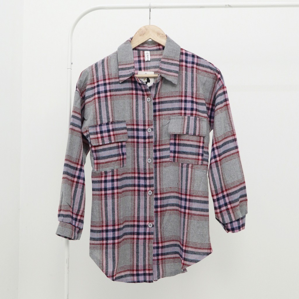 Owen hem flanel top -Thejanclothes