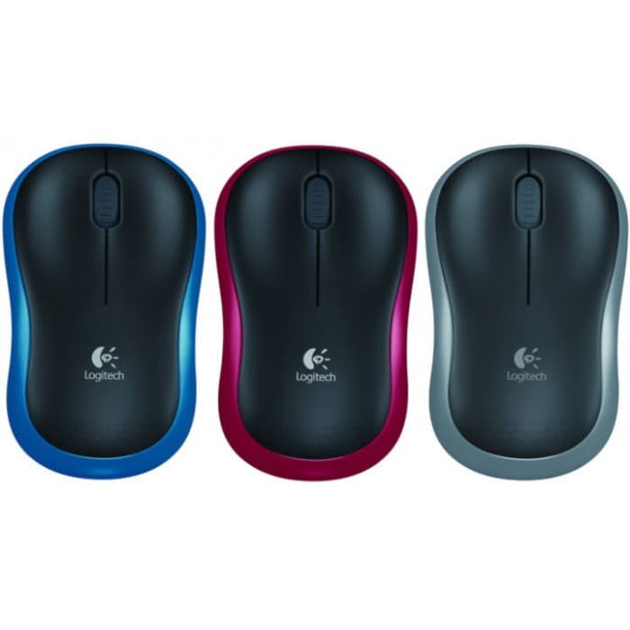 Mouse Wireless Logitech M185 Original Dogle Garansi Resmi Warna Biru / Hitam