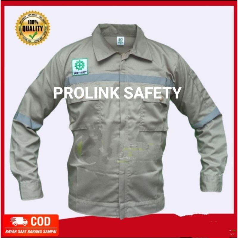 RESLETING BAJU SERAGAM SAFETY COKLAT SUSU BERLOGO K3 BENDERA WEARPACK ATASAN