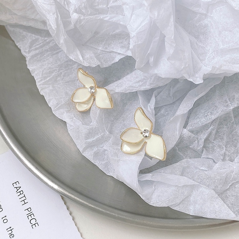 INS Korean Spring Flower Earrings S925 White Earrings Ear Studs Accessory