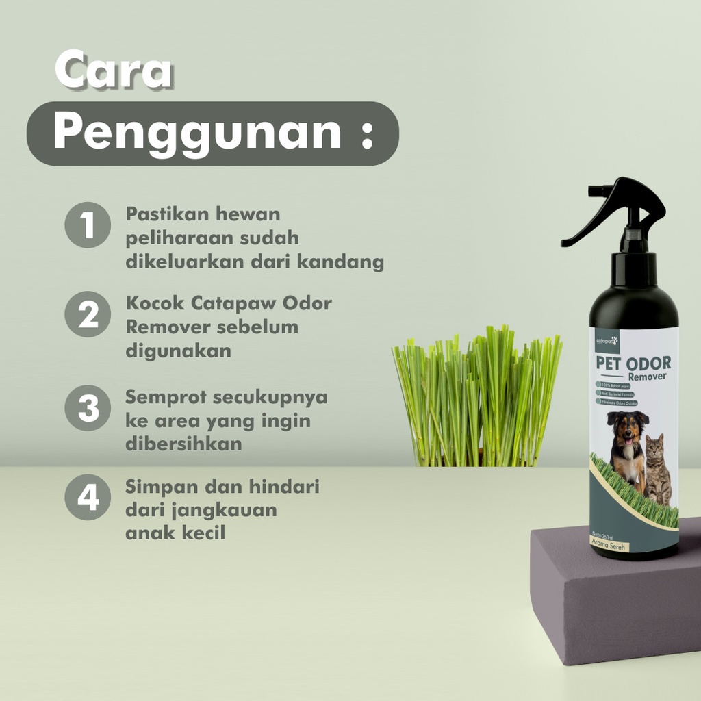 Spray Penghilang Bau Kotoran Kucing / Pet Odor Remover Penghilang Bau Pesing Bak Pasir Kucing / Cat Litter Box Spray Pipis Pup Kucing - Aroma Lemongrass