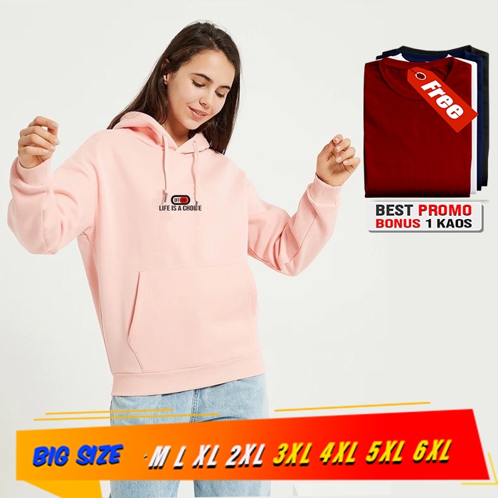 Jaket Wanita  Hoodie Sweater Baby Pink On Off sweater big size M L XL XXL XXXL XXXXL XXXXXL