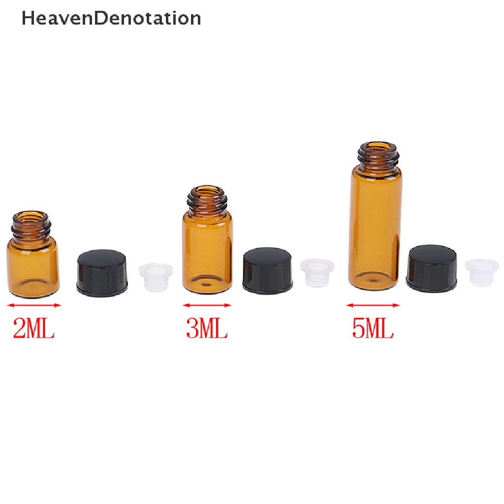 (Heavendenotation) 10pcs Botol Kaca Amber Mini Kosong 2 / 3 / 5ml Warna Coklat Untuk Sampel Essential Oil