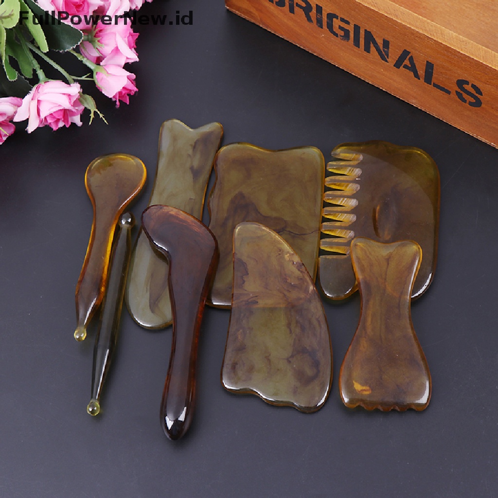 [Full] Resin Beeswax Gua Sha Massage Scraping Face Neck Massager Comb Health Relaxing .