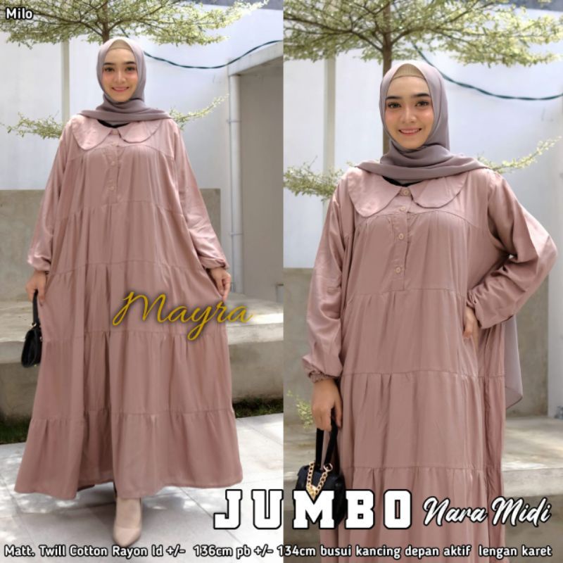 [BISA COD] Gamis jumbo rayon twill Nara maxy gamis susun rayon twill terlaris