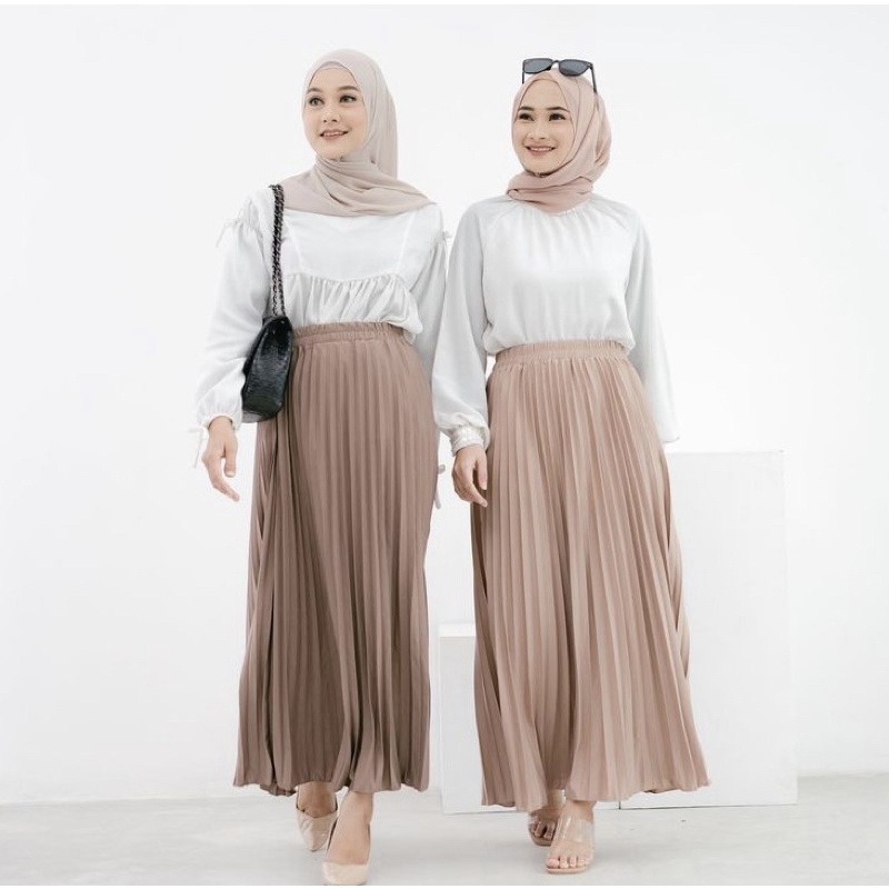 Rok Plisket Premium Wanita Kasual