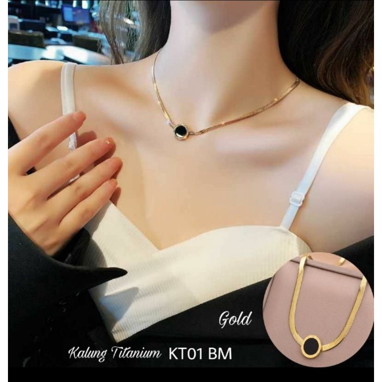 KALUNG TITANIUM BELUT PIPIH ROSE GOLD WANITA STAINLEES STEEL ANTI KARAT DAN TIDAK MUDAH LUNTUR