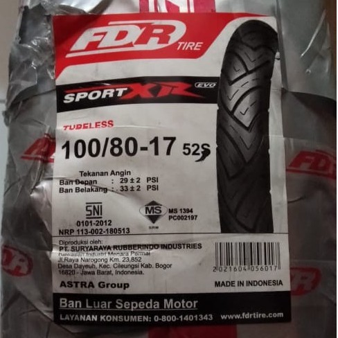 Ban Luar FDR Sport XR Evo 100 / 80 ring 17 Tubeless