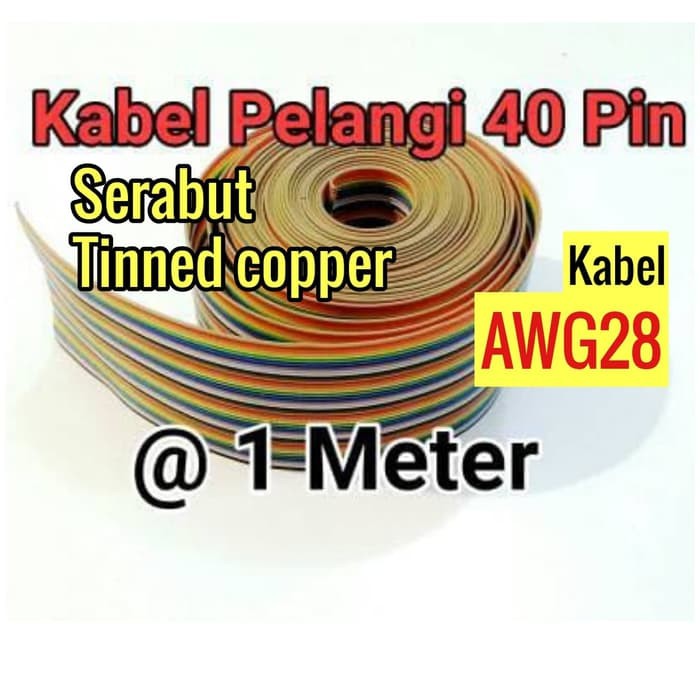 Kabel pita pelangi Rainbow 40 pin flat cable awg 28