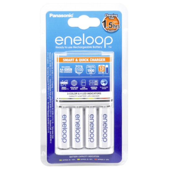 Charger Baterai eneloop AA/AAA smart & quick charger + 4 AA 2000Mah