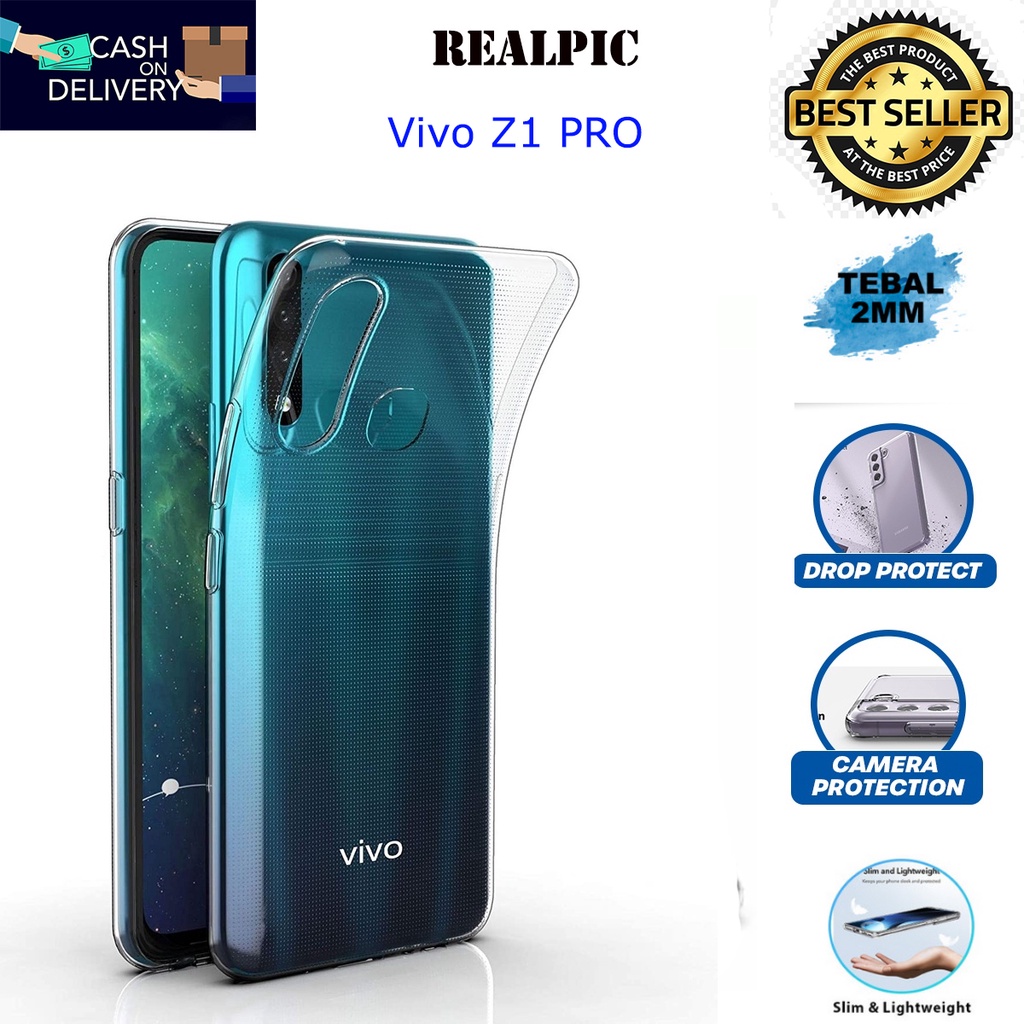 Case Vivo Z1 PRo Casing Clear HD KETEBALAN 2MM BENING TRANSPARAN TPU Premium Softcase