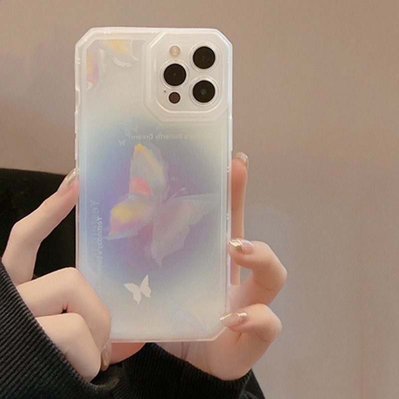 Soft Case Pelindung Kamera Bahan TPU Silikon Desain Kupu-Kupu Untuk iPhone 13 12 11 Pro Max X XR Xs Max 7 8 6s 6 Plus SE 2020