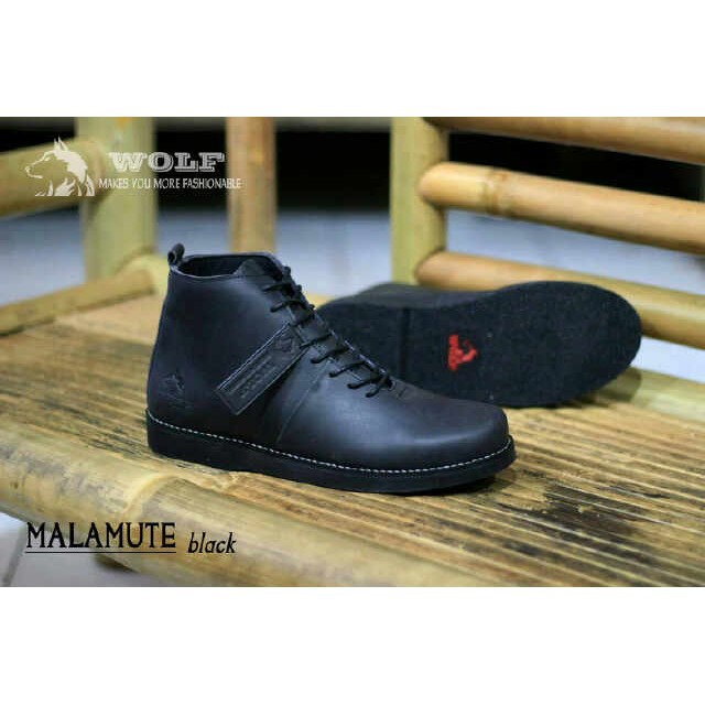 Sepatu pria casual wolf malamute kulit ori handmade