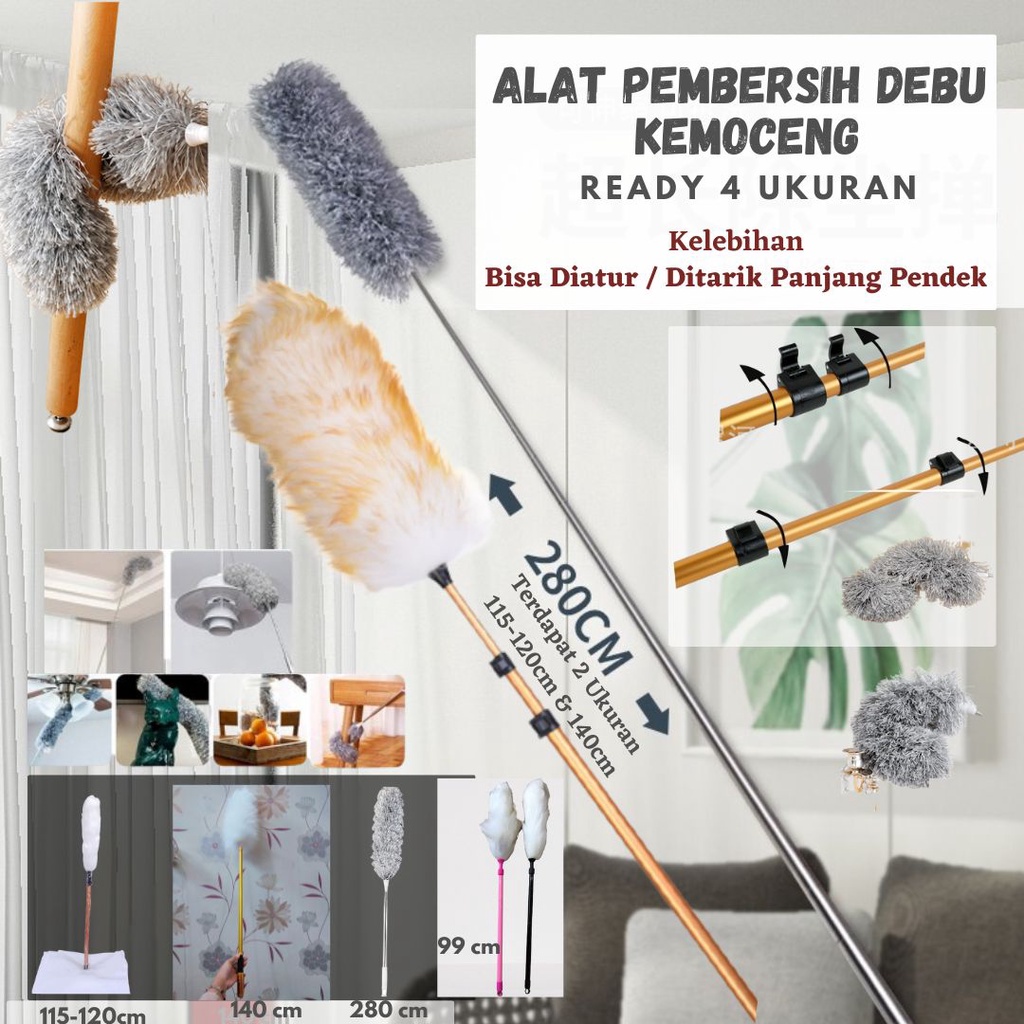 Kemoceng Wool Telescopic Pembersih Debu Polidor Duster Mikrofiber Alat Pembersih Debu Bulu Domba