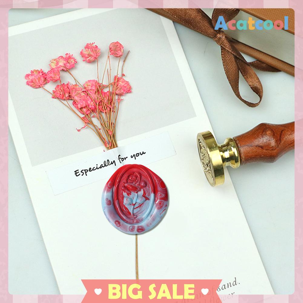 Stempel Segel Lilin Bentuk Oval Motif Bunga Mawar Retro Bahan Metal Untuk Dekorasi