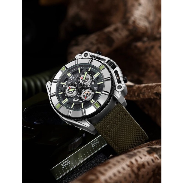 T5 H 3797G Original Jam Tangan Chronograph Kulit Tanggal Aktif Jam Tangan Pria Free Paper Bag Box