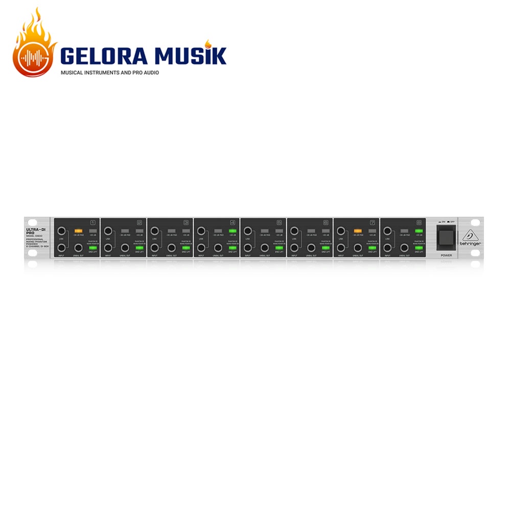 Behringer DI800 V2 Professional Mains/Phantom Powered 8-Channel DI-Box