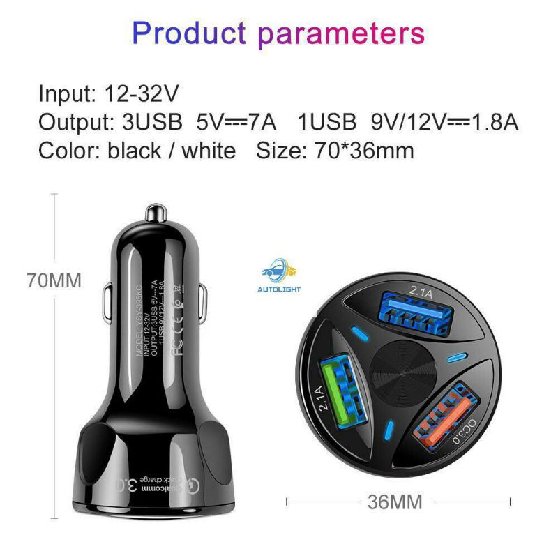 Car Charger Hp Mobil 3 USB Ports QC 3.0 Fast Charging