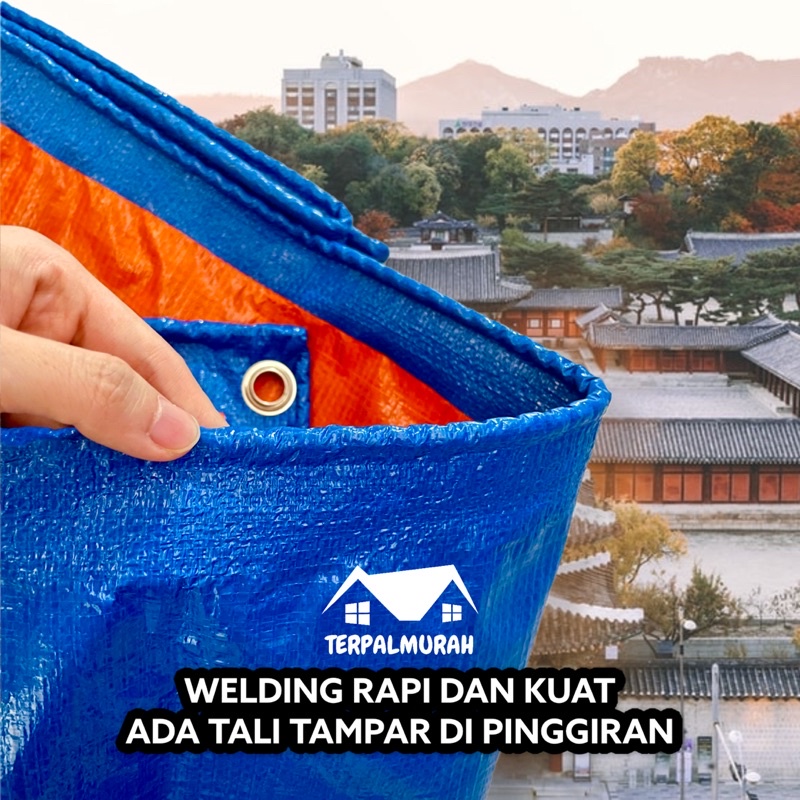 Terpal A5 Korea (Per Meter) Biru Oranye Cap Rajawali Original 100% Termurah