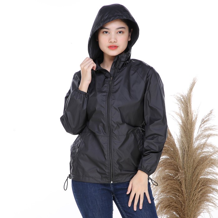 Jaket Wanita Jaket Olahraga Parasut Jaket Running Sepeda Waterproof Pria Wanita XXL - Hitam, S(Q6L0)