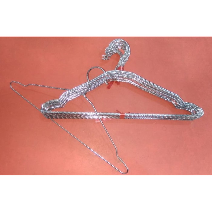 Hanger Besi Lapis Stainless 10pcs Serbaguna Gantungan Baju Pakaian Butik Hanger Ulir Crom Berkilau