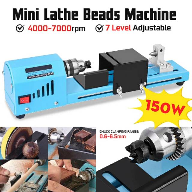 DC12-24V 150W Mesin Bubut Kayu Mini DIY Woodworking Mini Lathe Beads Manchine CNC Grinding Rotary