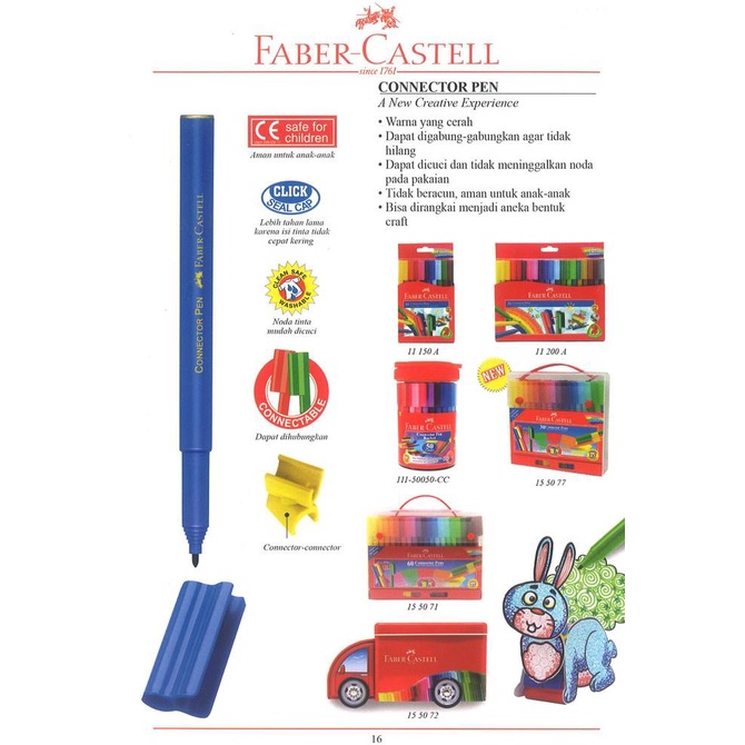 

Connector Pen Faber Castell 20 Warna Washable Aman Untuk Anak