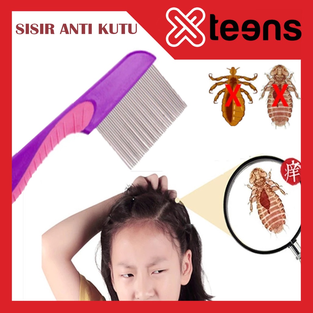 Sisir Kutu Gagang Panjang Serit Comb Kutu Anti Slip Sisir Logam Serit Kutu Logam