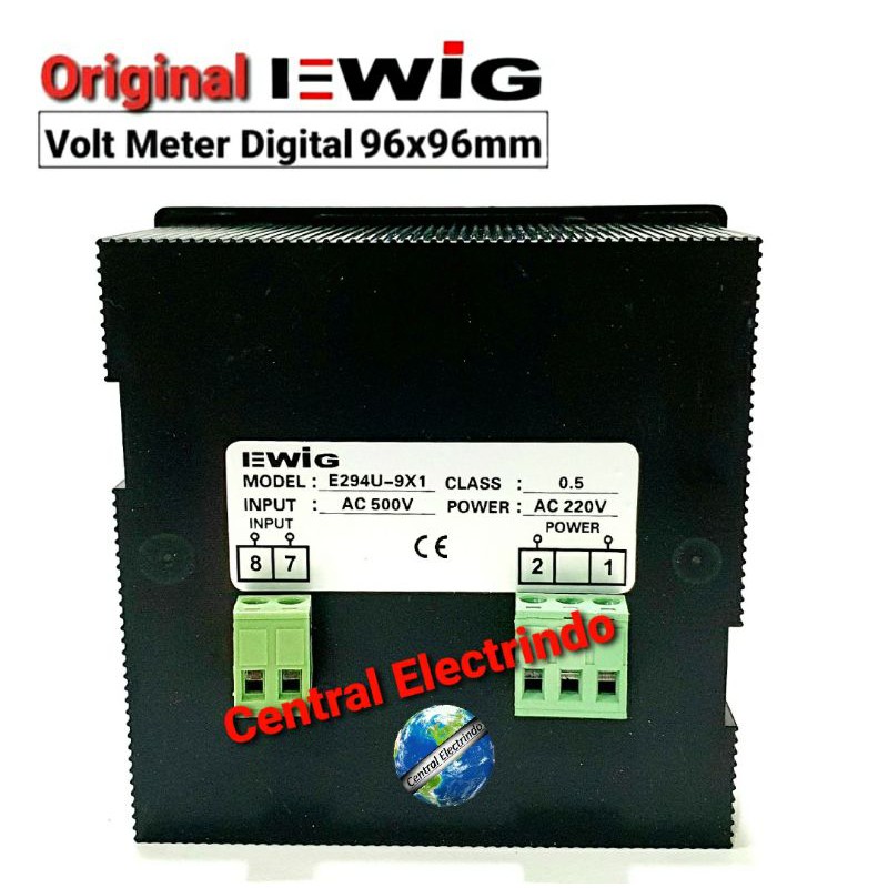 Volt Meter Digital LED 96x96mm E294U Single Dislplay EWIG.