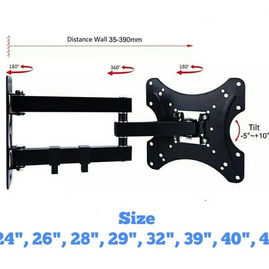 Bracket TV 32&quot;, 40&quot;, 42&quot;,43&quot; Lengan Swivel