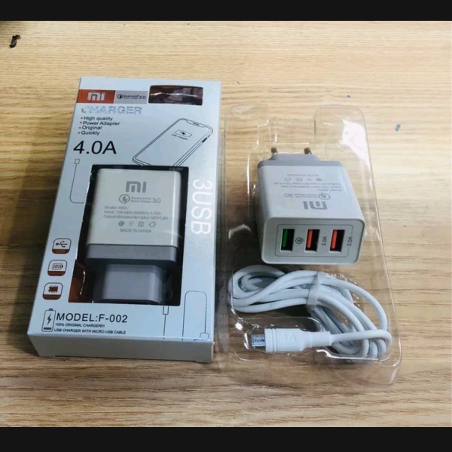 Charger Casan BRANDED 3USB PORT 4A F-002 Qualcomm 3.0 Samsung/ Xiaomi/ Oppo/ Vivo