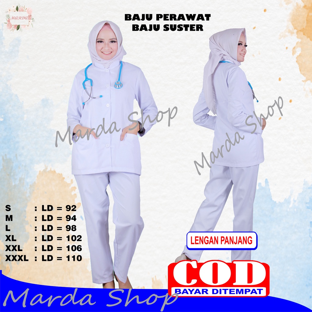 Baju Perawat/Baju Nurse/Baju Jaga Pria Wanita Lengan Panjang