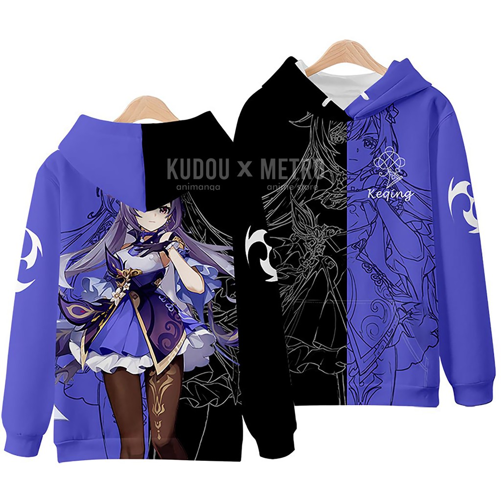 Hoodie Keqing Wangy  Genshin Impact Anime Manga  Fullprint Adidas Poly