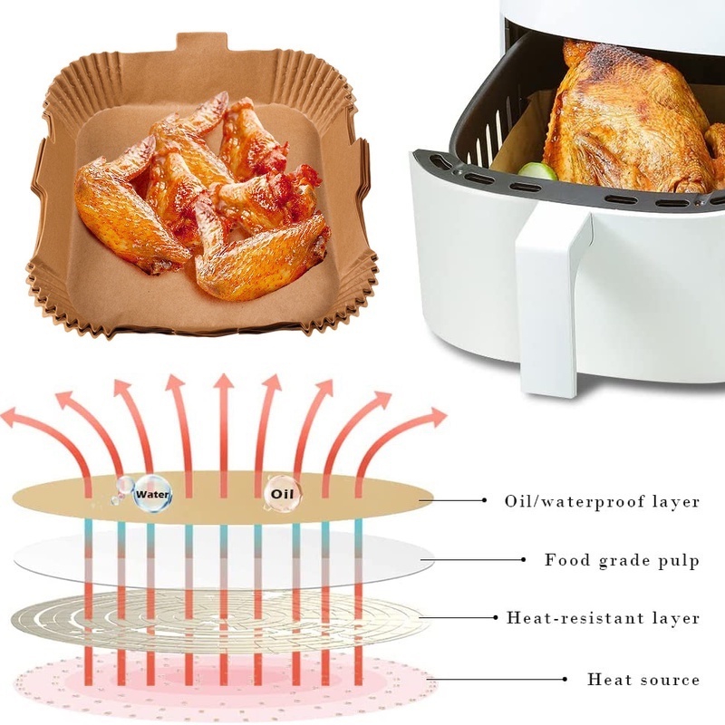 50 / 100 Lembar Nampan Makanan Penyerap Minyak Tahan Panas Anti Lengket Dengan Gagang Untuk Dapur