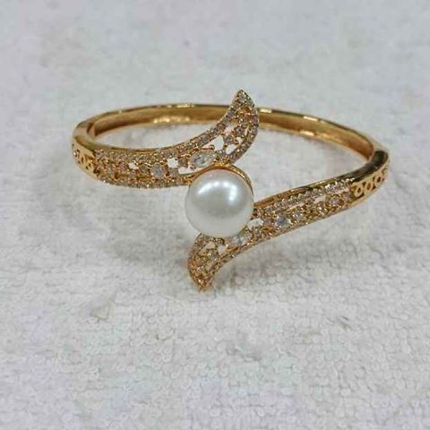 GELANG RHODIUM MUTIARA AIR TAWAR PUTIH