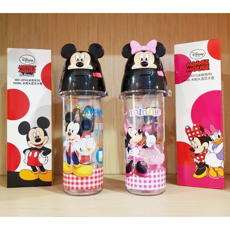 Botol Minum Karakter Mickey Minnie Drinking Bottle Water BPA Free Anti Bocor 4254 4255 500ml