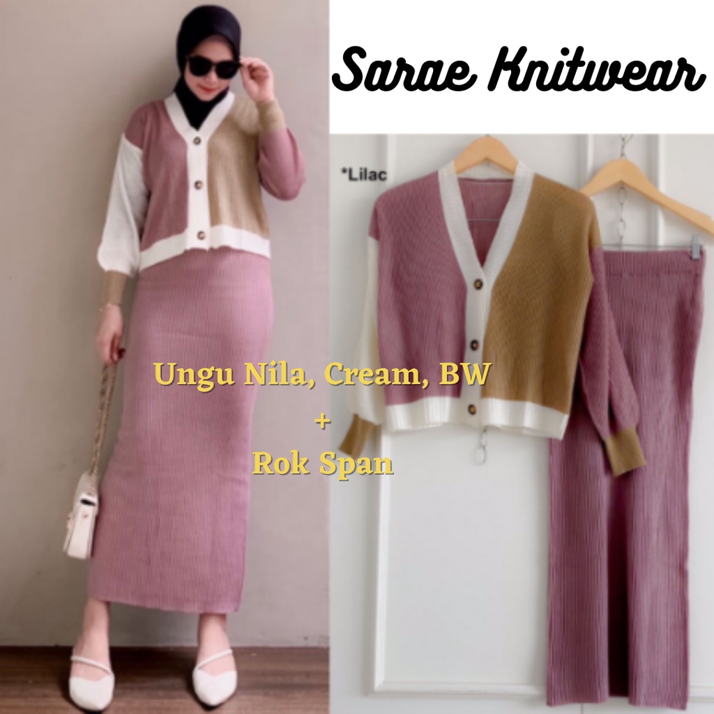 Shania OneSet Setelan Rajut Wanita Premium Tebal Halus Realpict Best Seller 1 Set Cardigan Rok Span 2in1 Korean Style